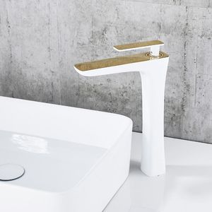 Bathroom Sink Faucets White And Gold Blsck Basin Faucet Brass Mixer Cold Tap Water