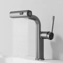 Rubinetti per lavandino del bagno Rubinetto per lavabo bianco Rubinetto monocomando in ottone senza piombo e miscelatore scorrevole estraibile a freddo Spazzola Gld Grey