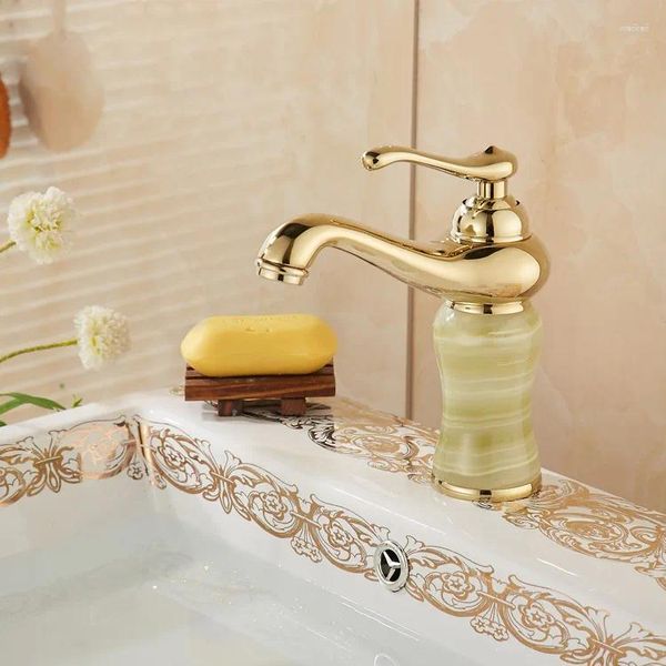 Robinets de lavabo de salle de bain WhoSale ou Retail Copper Gold plaqué de style lavage de style gol