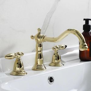 Grifos de lavabo de baño Grifo de lavabo generalizado Latón Mezclador de tres agujeros de 8 pulgadas Estilo vintage y agua fría de alta calidad