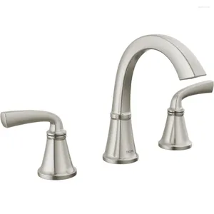 Robinets de lavabo de salle de bain, robinet largement répandu, nickel brossé, 3 trous