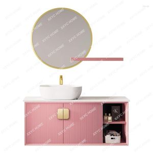 Badkamer wastafel kranen xinhaijia blauw modern licht luxe kast combinatie ins stijl ontwerp gezicht wast bekken bekken tafeltje roze