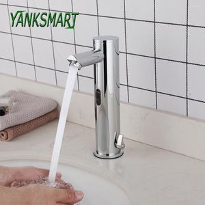 Wastafelkranen YANKSMART Automatische Sensor Gratis Touch Chroom Gepolijst Kraan Wastafel Badrandcombinaties Koude Mixer Waterkraan