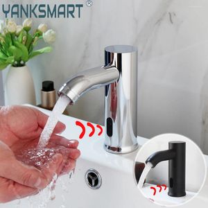 Badkamer wastafel kranen yanksmart chroom bassin kraan automatische aanraaksensor zwart gratis koude mixer waterkraan