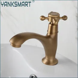 Grifos de lavabo de baño YANKSMART Faucet Basin Single Palanca Lavabo montado en cubierta Torneira Bañera Boquilla de grifo de agua fría