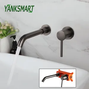 Robinets d'évier de salle de bain yanksmart arme gris robinet froide trou de baignoire pivotant de baignoire de baignoire de baignoire