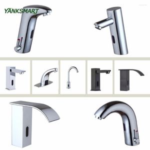 Robinets de lavabo de salle de bain YANKSMART Cuisine Capteur automatique Mains libres Laiton ORB Noir Chrome Poli Pivotant Mitigeur / Robinet de robinet froid simple