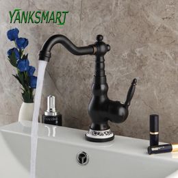 Badkamer wastafel kranen yanksmart olie gewreven bronzen zwart keramische stijl wasbasin kraan gemonteerd dek gemonteerd