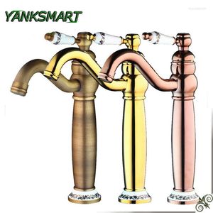Robinets de lavabo de salle de bain YANKSMART robinet cascade mitigeur lavabo mitigeur bain laiton navire eau argent fini