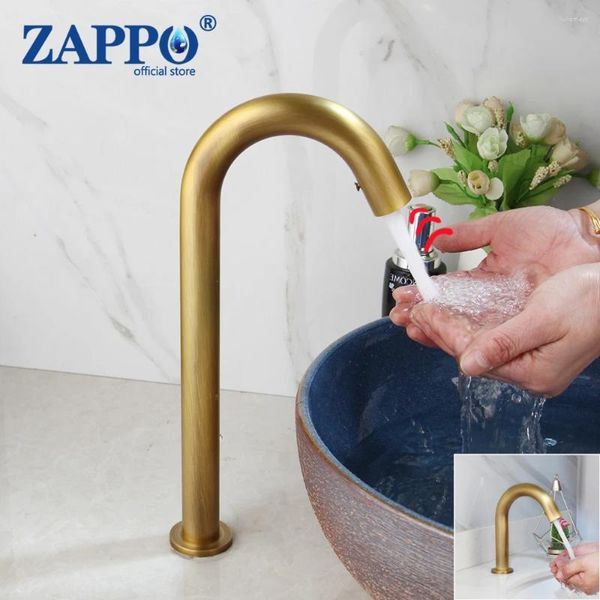 Grifos de lavabo de baño Zappo Antiguo grifo de latón Toucet Touch Sensor mezclador de mano fría