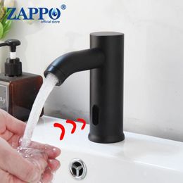 Robinets d'évier de salle de bains Zappo Robinet à capteur infrarouge automatique Économie d'eau Mélangeur de lavabo électrique inductif Robinet noir froid