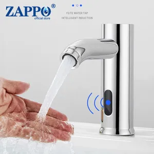Robinets de lavabo de salle de bain zappo robinets de capteur infrarouge automatique sauvegarde de l'eau de bassin électrique inductive