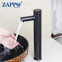 Robinets de lavabo de salle de bains Zappo Robinet à capteur automatique Robinet mitigeur d'eau de lavabo noir Robinet infrarouge sans contact Or