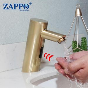 Robinets de lavabo de salle de bain Zappo Basin robinet brossé Gold Hands Automatiques Tacles Sensor Capteur en laiton