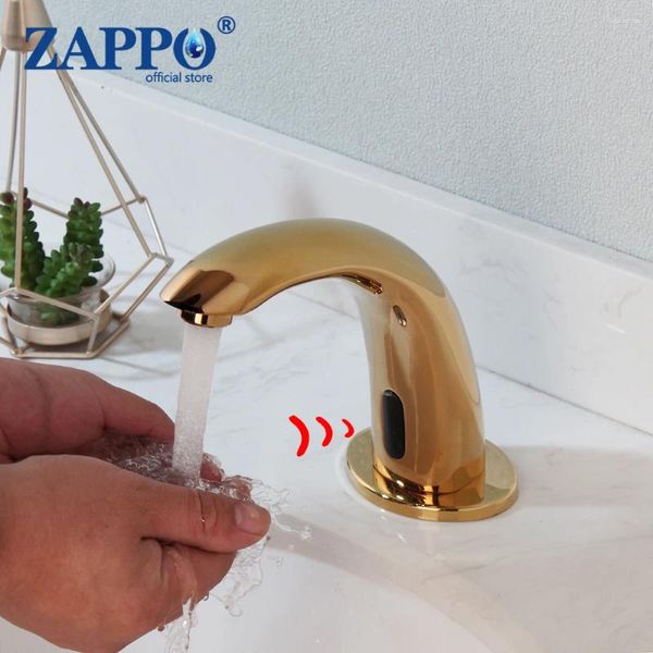 Robinets de lavabo de salle de bain Zappo Basin Robinet Golden plaqué des mains automatiques Tacles Sensor Capteur en laiton Taps d'eau froide