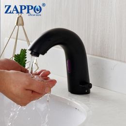 Robinets de lavabo de salle de bain zappo matte noir infrarouge automatique infrarouges sans toucher capteur de robinet