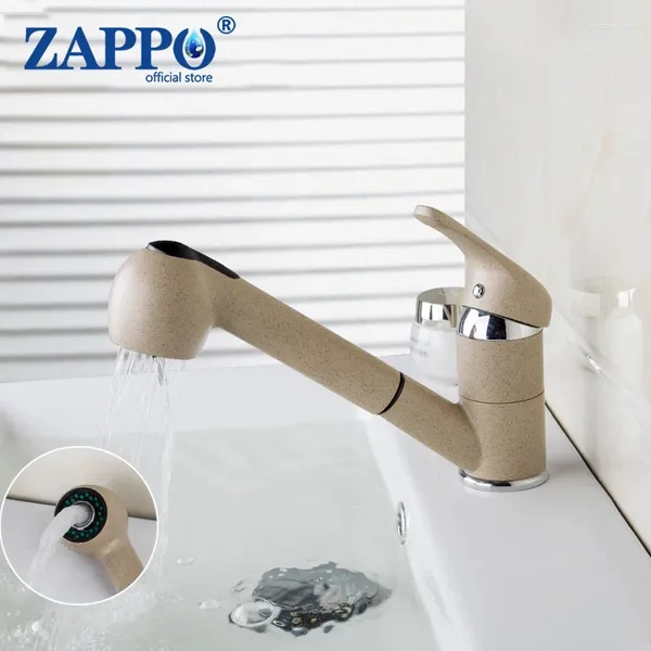 Grifos de fregadero de baño Zappo Lave Hair Faucet Single Many Swink Down Kitchen Tap360 Grado de mármol y agua fría Tapón de agua