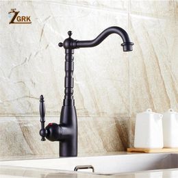 Robinets de lavabo de salle de bain zgrk robinets de bassin mélangeur en laiton simple manchette high arc pivot