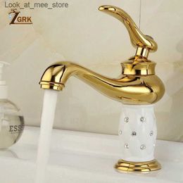 Robinets de lavabo de salle de bain ZGRK robinet de type lavabo diamant robinet de salle de bains mitigeur mitigeur d'eau chaude et froide grue baignoire mitigeur en laiton Q240301