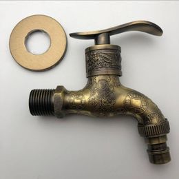 Robinets de lavabo de salle de bain en alliage de zinc robinet antique européen machine à laver à froid unique vadrouille piscine dans le mur rétro extérieur