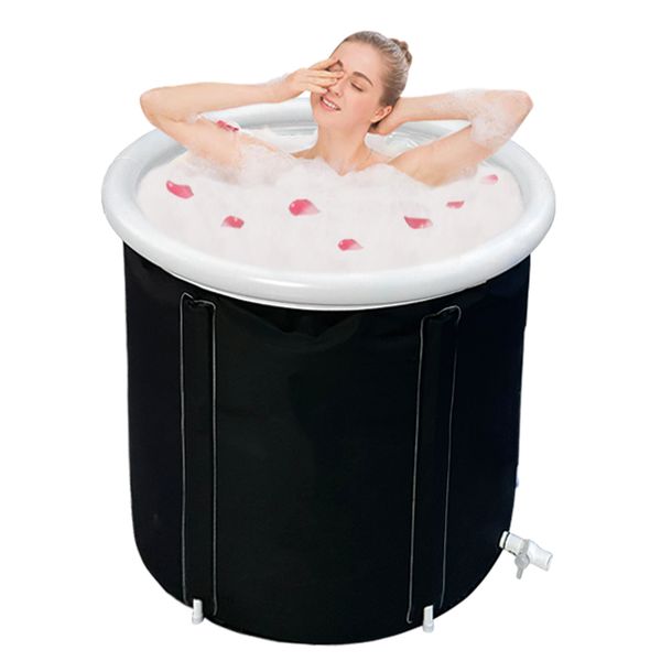 Lavabos de salle de bains Seau de bain moussant noir Adulte Ménage Pliant PVC Gonflable SPA Glace Défi Thérapie 230617