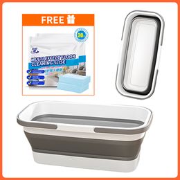 Lavabos de salle de bain Lavabo pliant Seau de vadrouille pliable avec double poignée Lavabo pliant pour le nettoyage Portable Lavage Seau haute capacité 230710