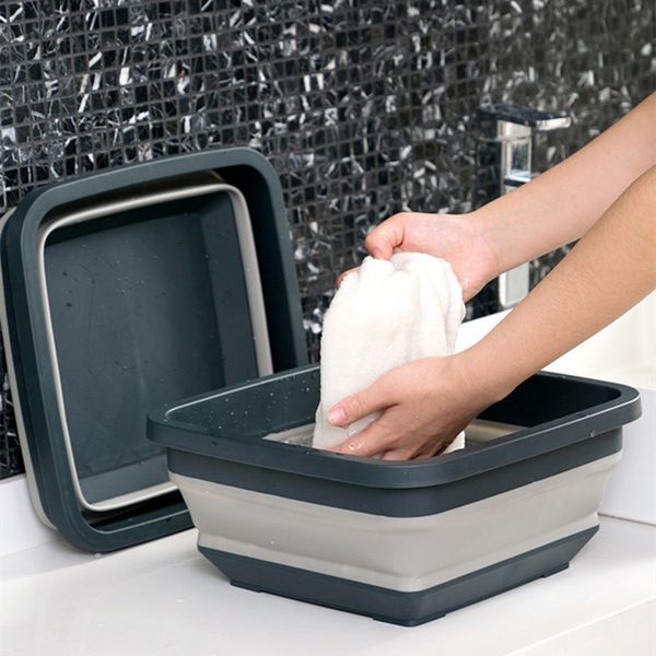 Éviers de salle de bain Lavabo pliant en plastique Voyage Baignoire à linge pliante Accessoires de cuisine de salle de bains Bassin pliant portable Seau de lavage de pêche 230726