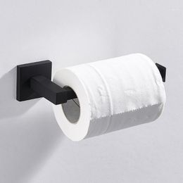 Badkamer Square Toiletpapier Houder Roestvrij staal Matte Black Wand Mounted Roll SHELP voor keukenaccessoires Houders