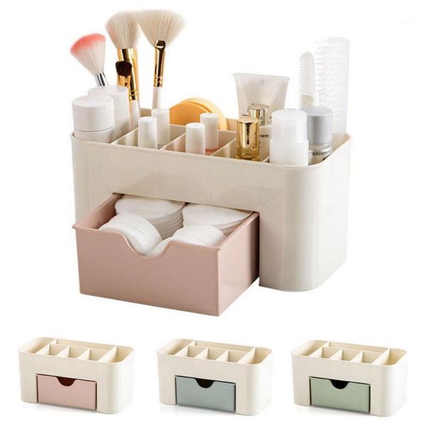 Caja organizadora de maquillaje acrílica para almacenamiento de baño, gran capacidad, joyería cosmética con cajón, soporte de plástico para pintalabios, contenedor de artículos diversos