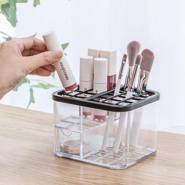 Organizador de almacenamiento para el baño, caja de cosméticos, organizador de maquillaje transparente y pintalabios, joyería, exhibición de esmalte de uñas, soporte para brochas de maquillaje, regalo