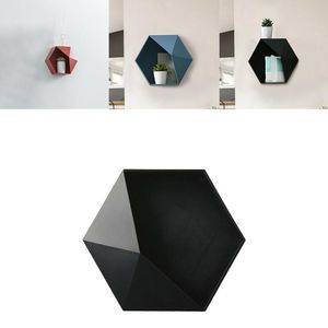 Organización de almacenamiento para el baño, caja hexagonal para decoración del hogar sin perforaciones geométricas montadas en la pared, Mural para sala de estar, marco de estante flotante