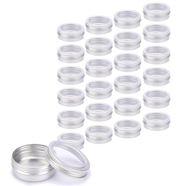 Organisation De Stockage De Salle De Bains Avec Fenêtre Transparente En Aluminium Vis Bouteille En Étain Pot Pot Conteneurs Cas Pour Lèvres Nail Art Maquillage Diy C