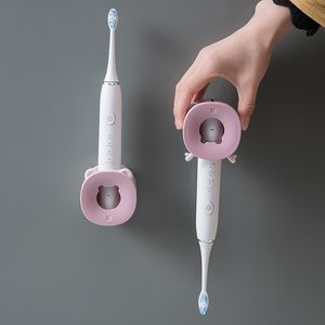 baño supplie Dibujos animados colgando cepillo de dientes eléctrico soporte asiento perforación libre montado en la pared pared de succión para niños inodoro estante de almacenamiento pared colgante