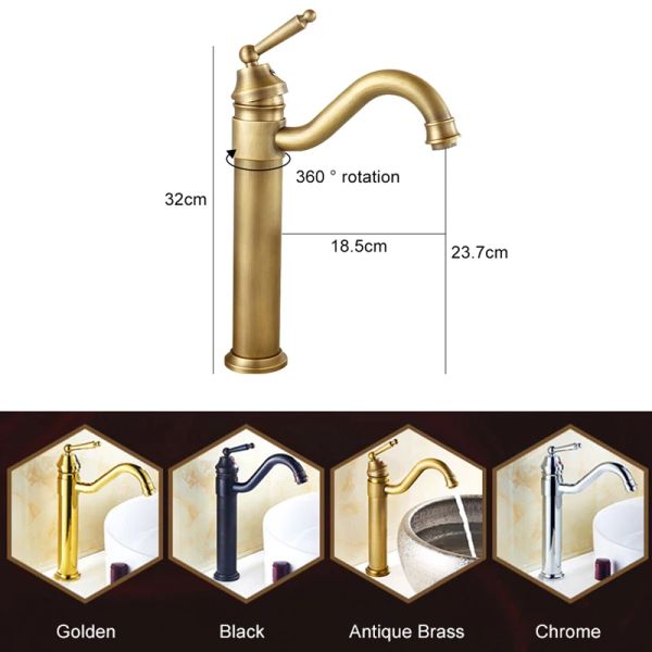 Baño Basin Tall Basin Fregadero 360 grados Golte del fregadero caliente y fría bañera grifos de agua mezcladora de agua grúa el5002