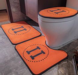 Salle de bain Mat de porte à trois pièces tapis de sol en forme de U Mat de bain de salle de bain Toilet de toilette Mat de sol en forme de fleur