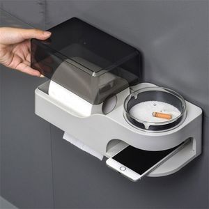 Boîte à mouchoirs de salle de bains Porte-papier de toilette portable avec cendrier pour accessoires de WC étanche 210423