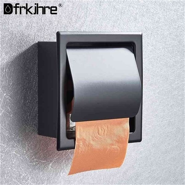 Porte-papier hygiénique de salle de bain en acier inoxydable chromé noir mat 304 Roll Box Porta Papel Higienico Tissue 210720