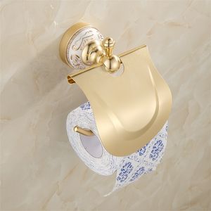 Support de papier toilette de salle de bain avec couvercle en laiton en laiton tissu rack de tissu sculpté de base étagère papier mural t200425