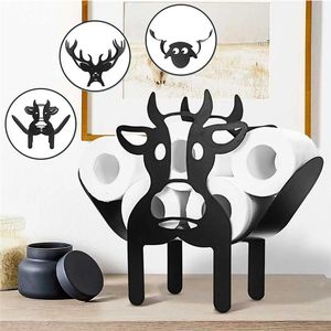 Salle de bain Papier de papier serviette en métal Howder Vache de vache Elk Forme Animal Papier debout Papier en papier Rack de rangement Rack de cuisine Organisateur