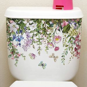 Pegatizas de baño de baño Patrón de flores minimalistas modernas Pinturas autoadhesivas para decoraciones 240506