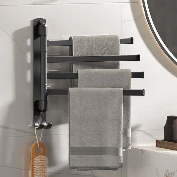 Toallero de baño, soporte giratorio para toallas, barra de barra de aluminio espacial, colgador de toallas, estante de cocina, colgador de papel montado en la pared