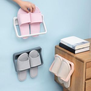 Badkamer muur gemonteerd punch-vrije ruimtebesparende slipper rek organizer huishoudelijke schoenen houder hanger plank hangende schoenendoos kleding boardrob