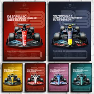 Bains – affiches imprimées de voiture de course F1, championnat du monde de formule 1, saison 2023, Art pour salon, décoration de maison, peinture murale