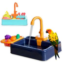 Baignoires pour oiseaux, baignoire automatique avec robinet, douche multifonctionnelle pour perruches, perroquets, mangeoire pour canaris pour oiseaux de petite et moyenne taille