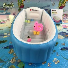 Baignoires 2022 Style Baignoire portable Gonflable Enfants Baignoire Coussin Gagnant chaud Garder au chaud Pliant avec pompe à air Salle de bain pour bébé