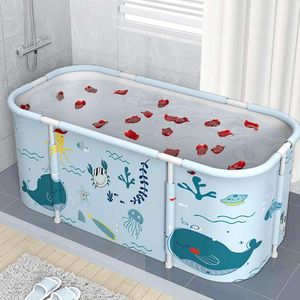 Badkuipen 53 inch/135 cm vouwbadbad voor volwassen badvat vat zweten dikke dikker draagbare badkuip huis sauna isolatie badkap emmer