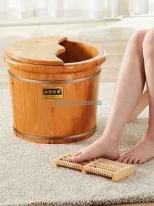 Baignoires baril de bain de pieds en cèdre 30cm bain de pieds en bois sur le mollet seau de pied en bois massif maison bassin de bain de pieds baril profond