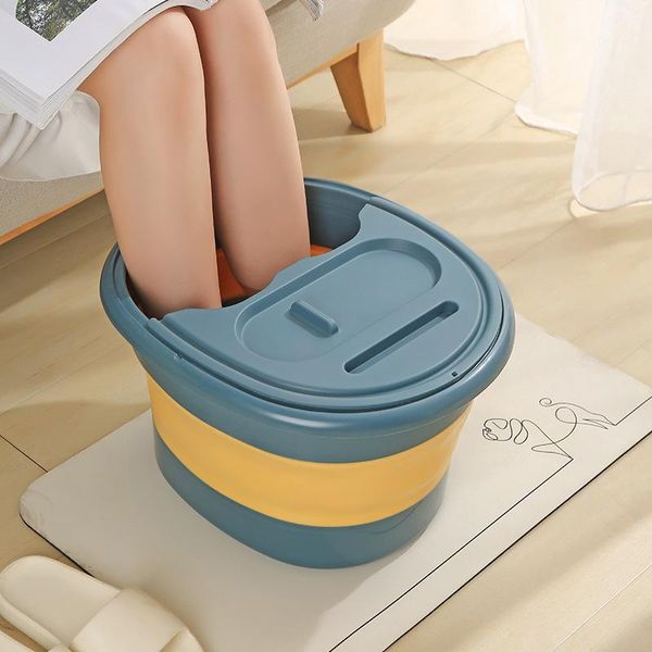 Baignoires baignoires à pied pliable baignoire à pied portable baignoire avec couvercle lavage de lavage à la maison panier à linge de massage de massage de bain de trempage