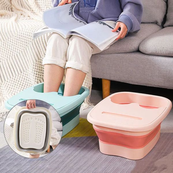 Baignoires Seau de Massage des Pieds Pliant Seau de Spa de Pieds Domestique Bain de Pieds en Plastique avec Massage Bassin de trempage des Pieds Portable Produits de Salle de Bain