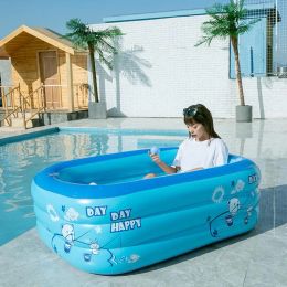 Badkuips opblaasbaar kinderzwembad binnenshuis Rechthoek Blow Up zwembad Peuter Water Game Play Center 3 Ringen voor familie volwassen kind